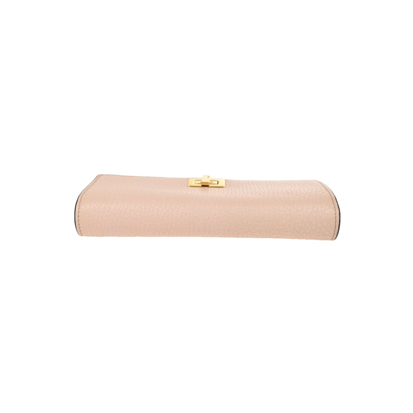 FENDI Logo Peekaboo Bifold Turn Lock Long Wallet Leather Pink Italy GHW 61KC929