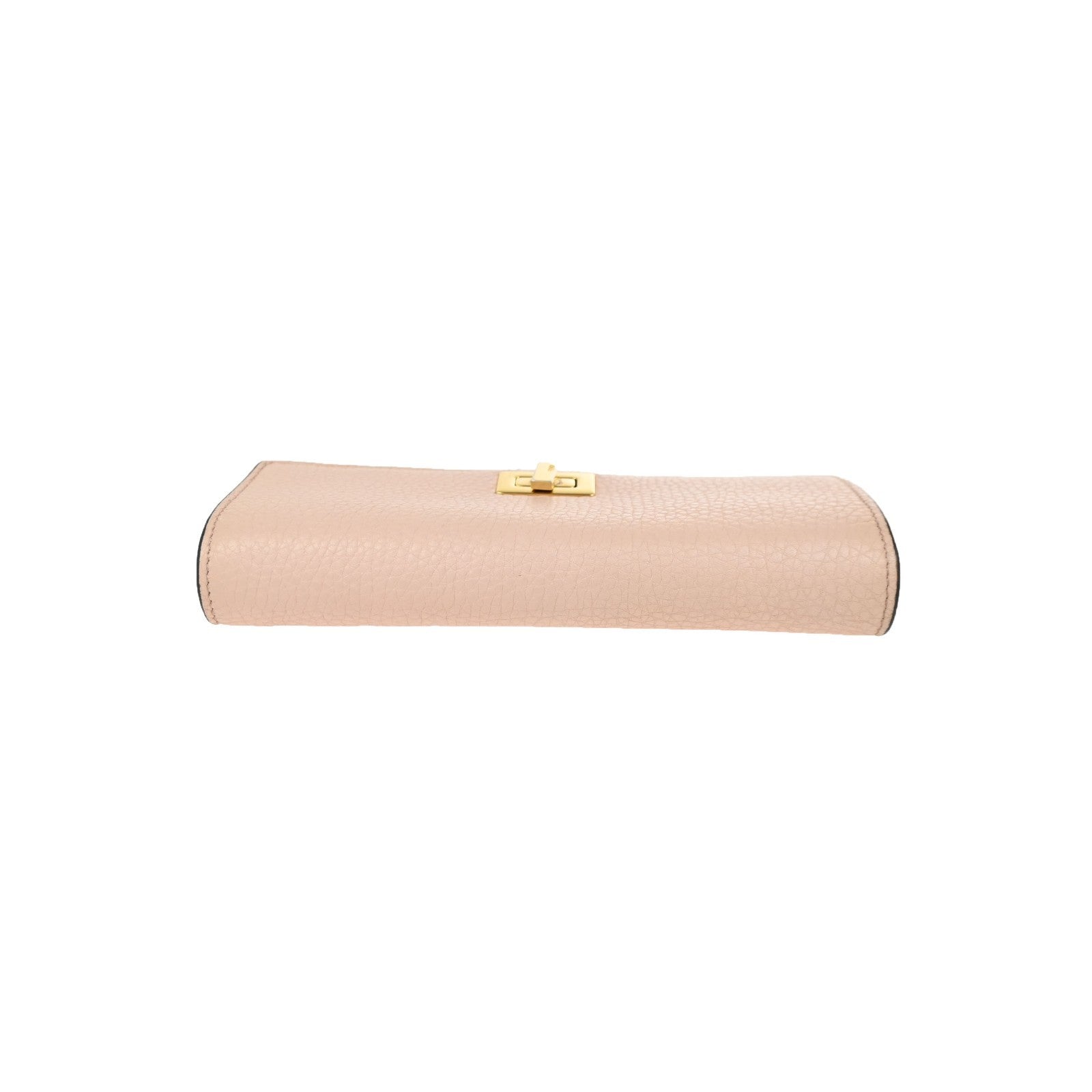 FENDI Logo Peekaboo Bifold Turn Lock Long Wallet Leather Pink Italy GHW 61KC929