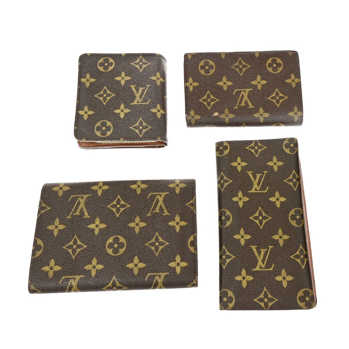 LOUIS VUITTON 4 Set Long Bifold Trifold Wallet Purse Monogram Leather BN 65YF006