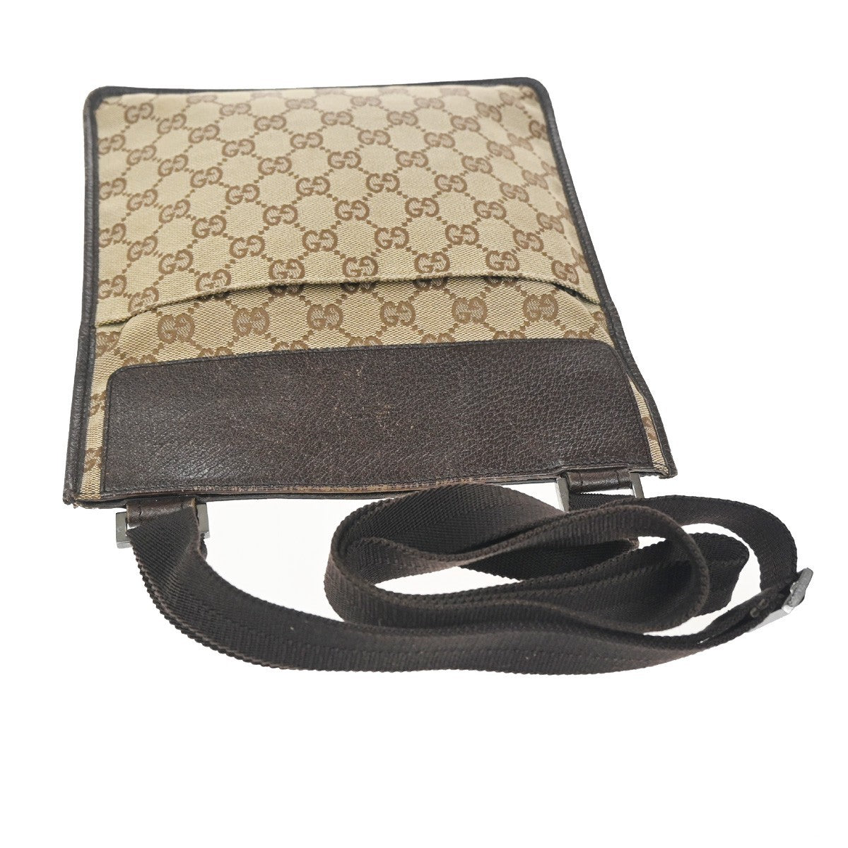 GUCCI Logo GG Pattern Crossbody shoulder Bag Canvas Leather Brown SHW 65TA591
