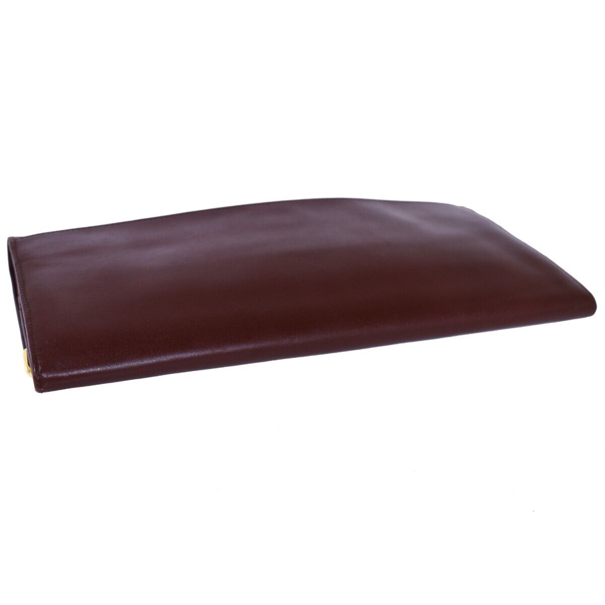 MUST DE CARTIER 2C Logo Wallet Clutch Hand Bag Leather Bordeaux Gold 09EA018