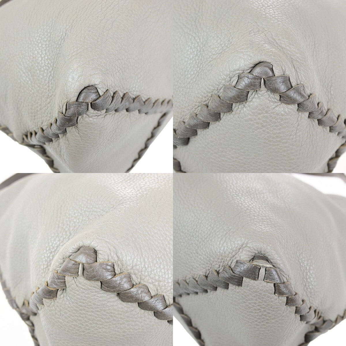 BOTTEGA VENETA Logo Hobo Shoulder Hand Bag Leather Gray Italy 31EC688