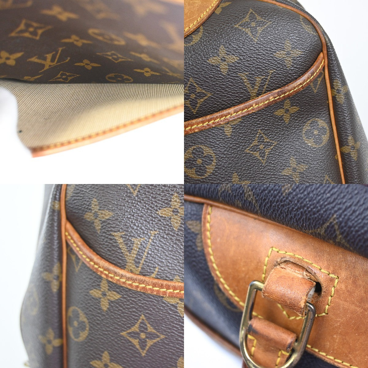 LOUIS VUITTON LV Logo Deauville Hand Bag Monogram Leather Brown M47270 31YH872