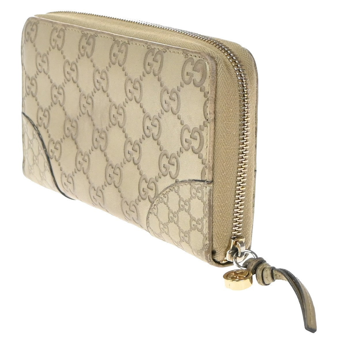 GUCCI Logo Guccissima GG Pattern Long Zipper Wallet Leather Beige GHW 09KP533