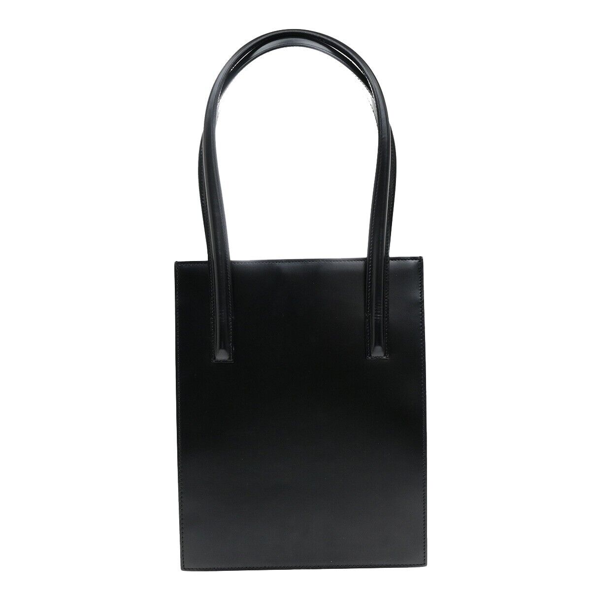 CARTIER Logo Panther Shoulder Hand Bag Leather Black GHW Made In Italy 34YG991