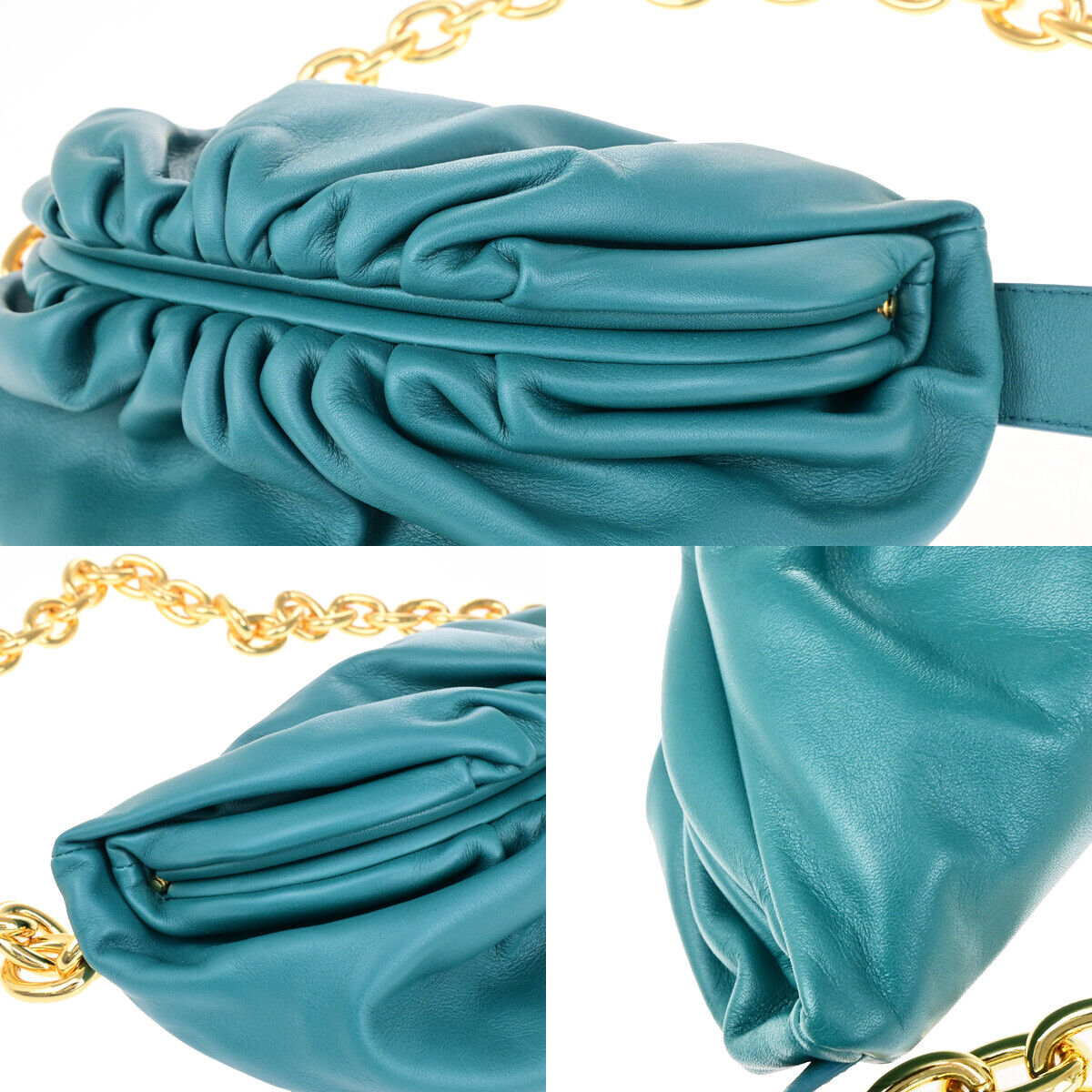 BOTTEGA VENETA Logo The Chain Pouch Body Shoulder Bag Leather Green GHW 609RK531