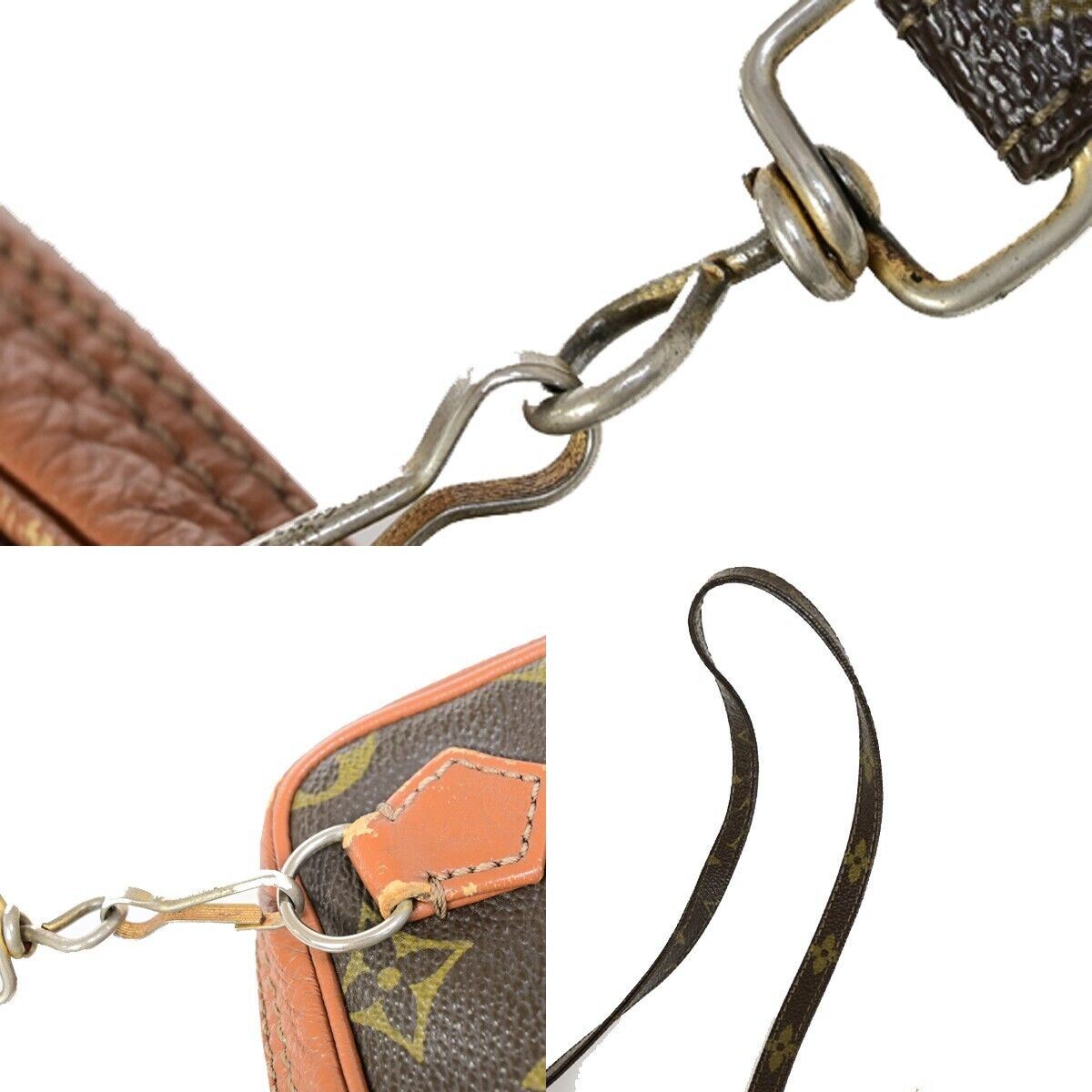 LOUIS VUITTON LV Logo Shoulder Bag Monogram Leather Brown France 04FA759