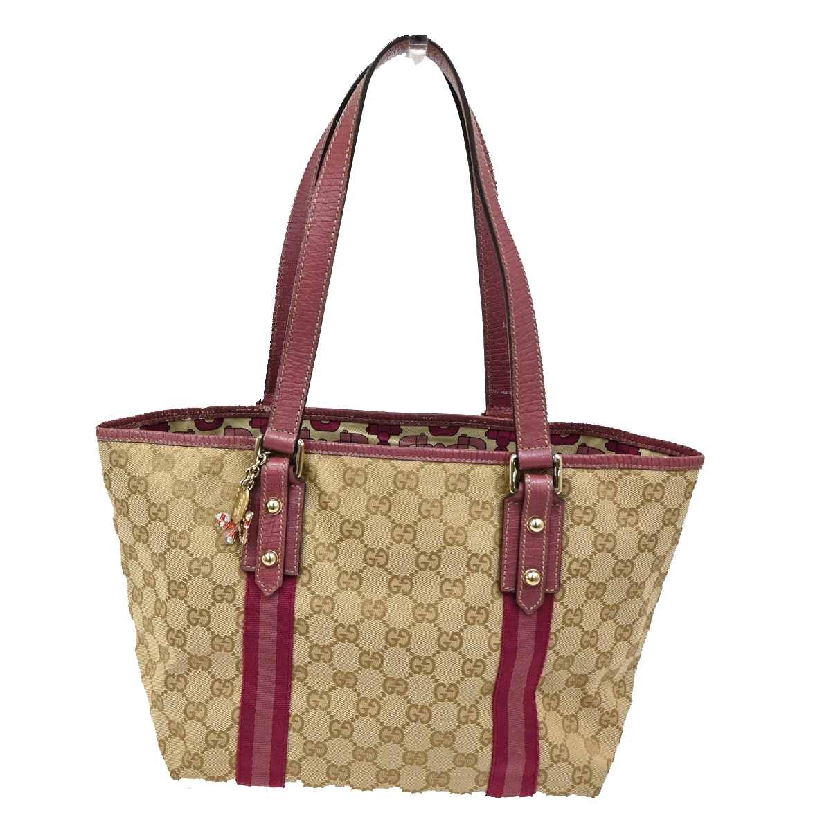 GUCCI Logo GG Pattern Shoulder Bag Canvas Leather beige Italy GHW 32KB624
