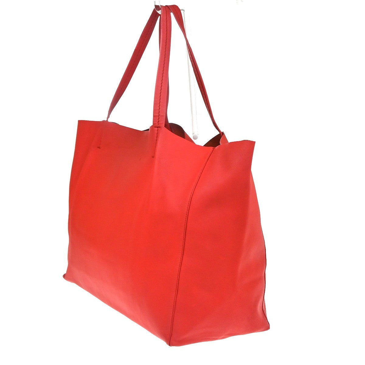 CELINE Logo Horizontal Cabas Shoulder Tote Bag Leather Red GHW Italy 86YJ106