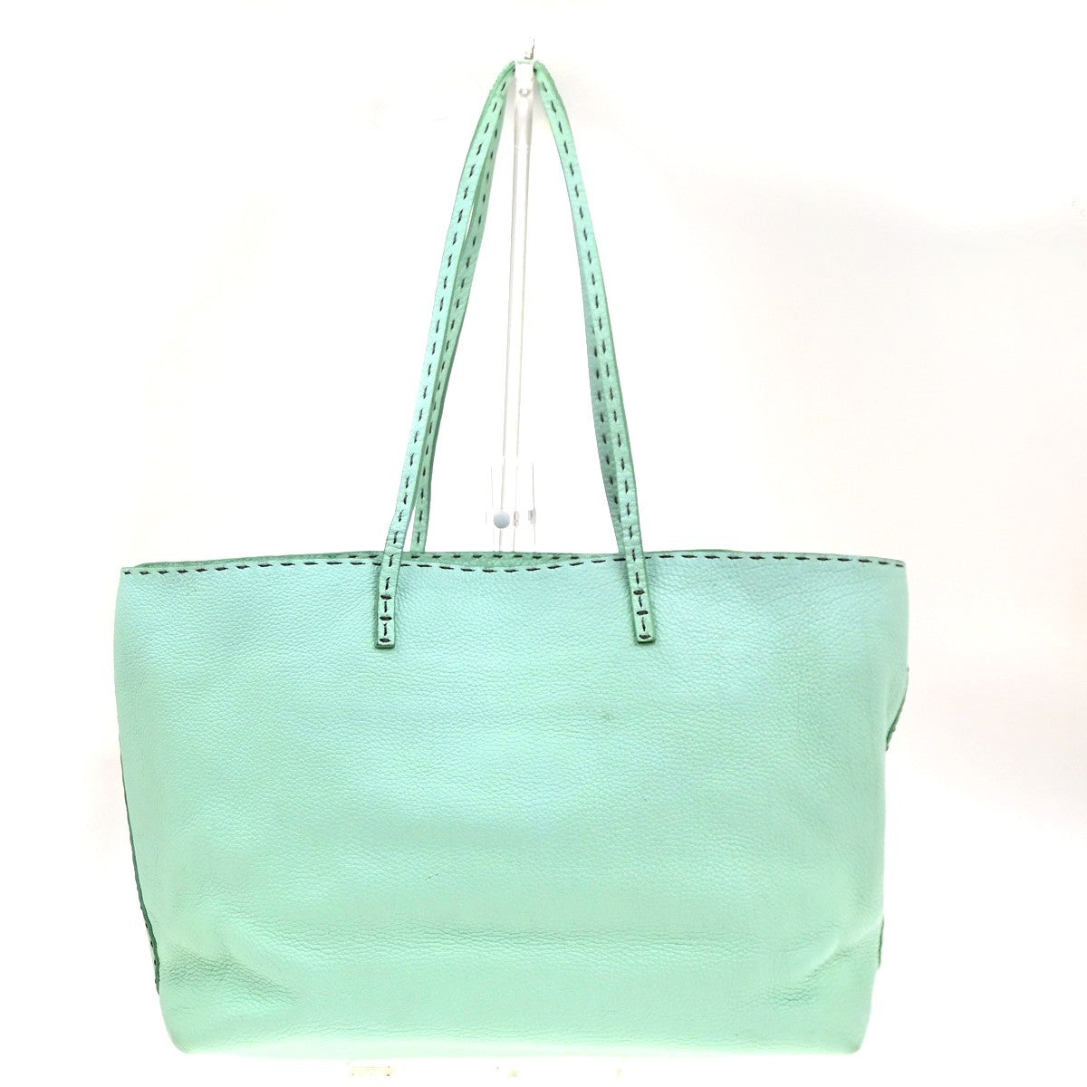 FENDI Selleria Logo Shoulder Tote Hand Bag Leather Green Italy 87MA292