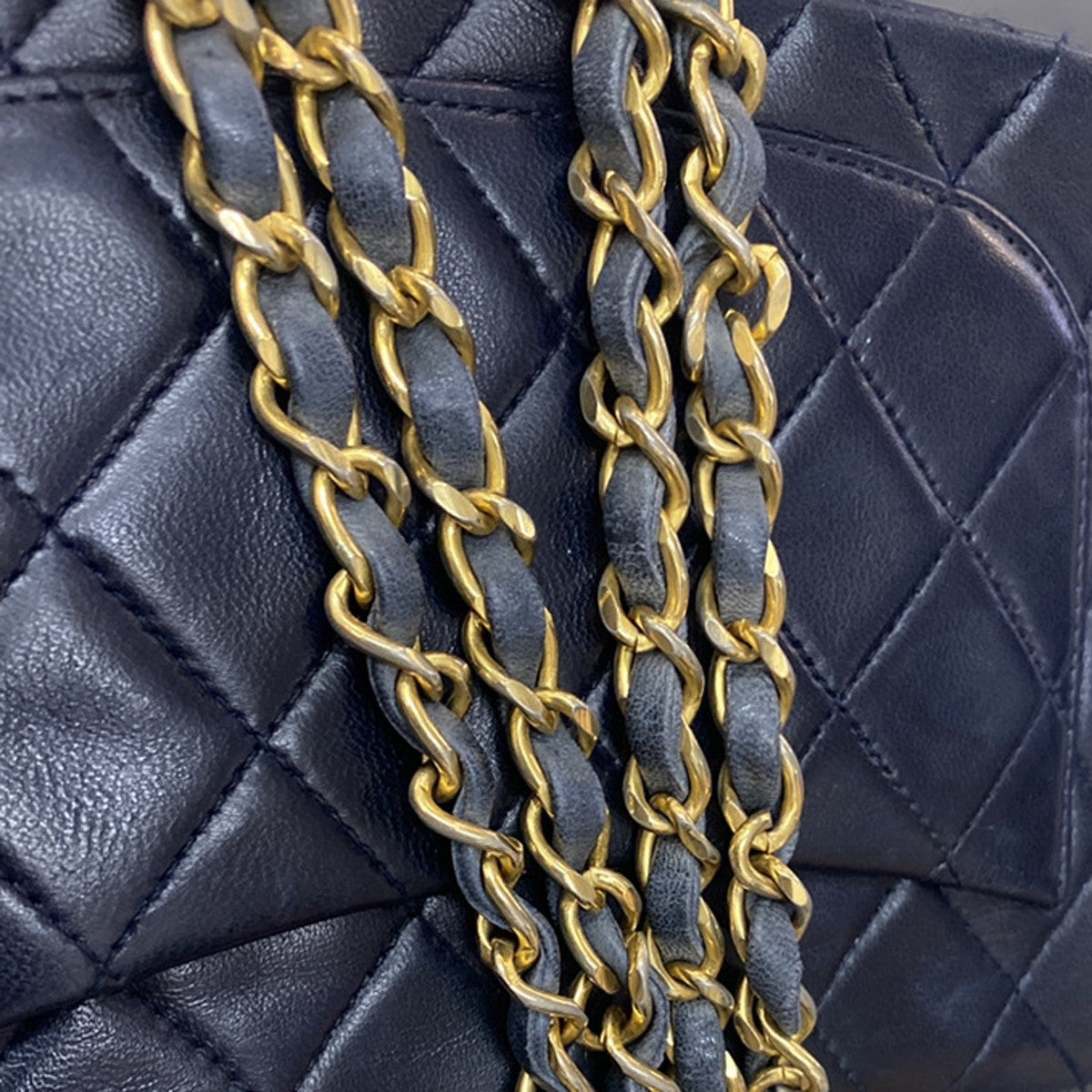 CHANEL CC Logo Mini Matelasse Chain Shoulder Bag Leather Blue GHW 373RL397
