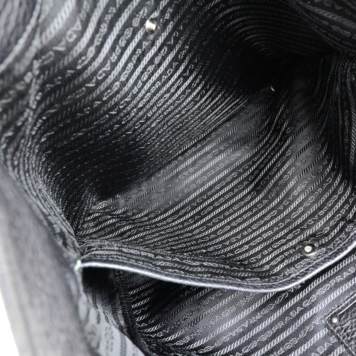 PRADA Logo 2Way Shoulder Hand Bag Vitello Daino Leather Black Nero SHW 12YG607