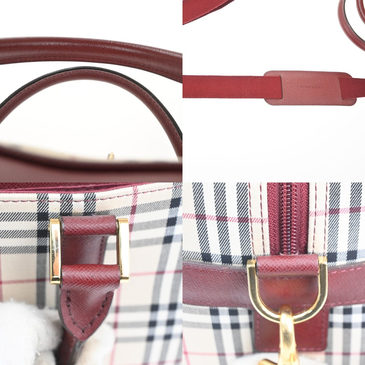 BURBERRY Nova Check Pattern 2way Shoulder Hand Bag Canvas Leather BE RD 75RL822