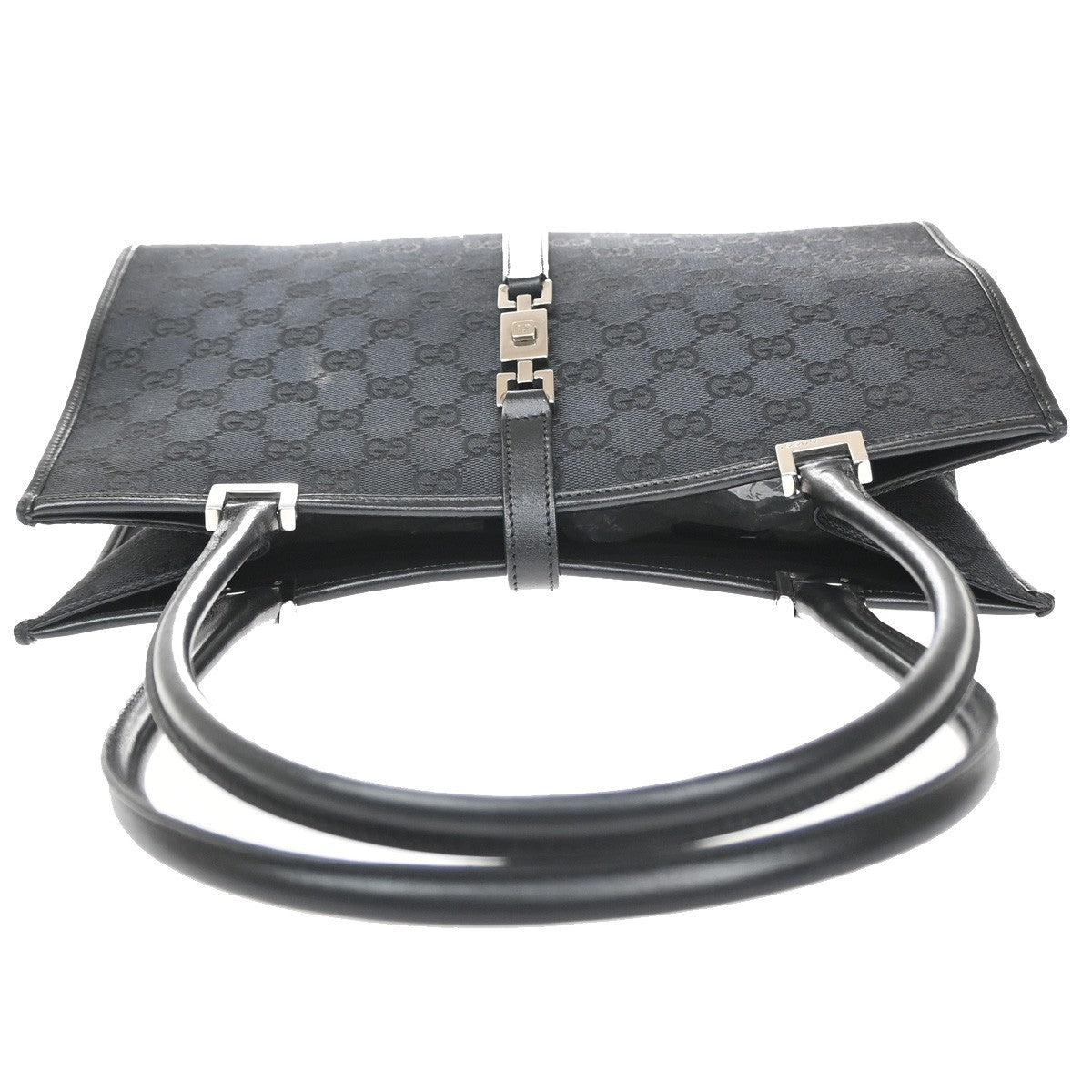 Gucci GG Pattern Jackie Shoulder Tote Bag Canvas Leather Black Italy 79SA077