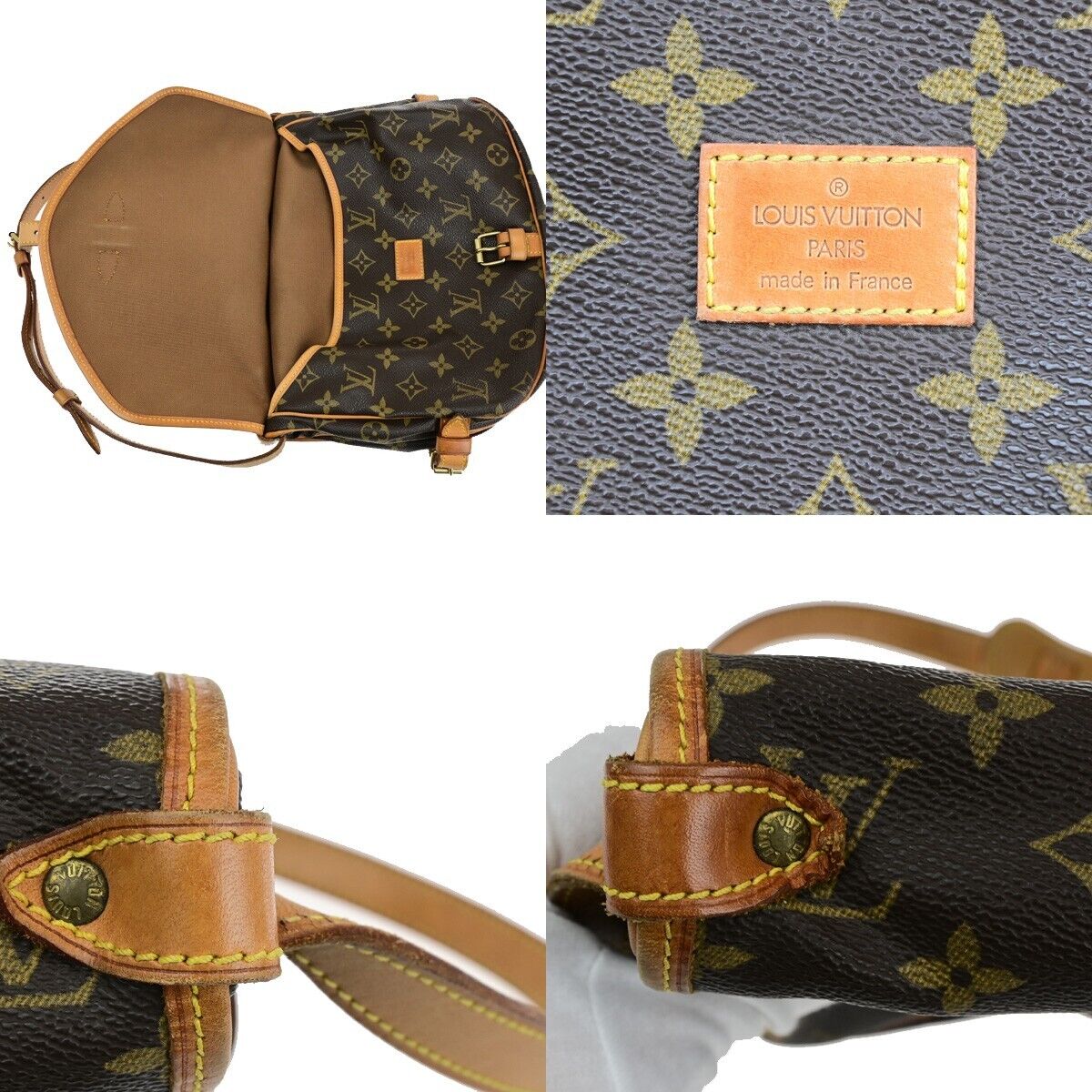 LOUIS VUITTON Logo Saumur 30 Shoulder Bag Monogram Leather Brown M42256 13SH865