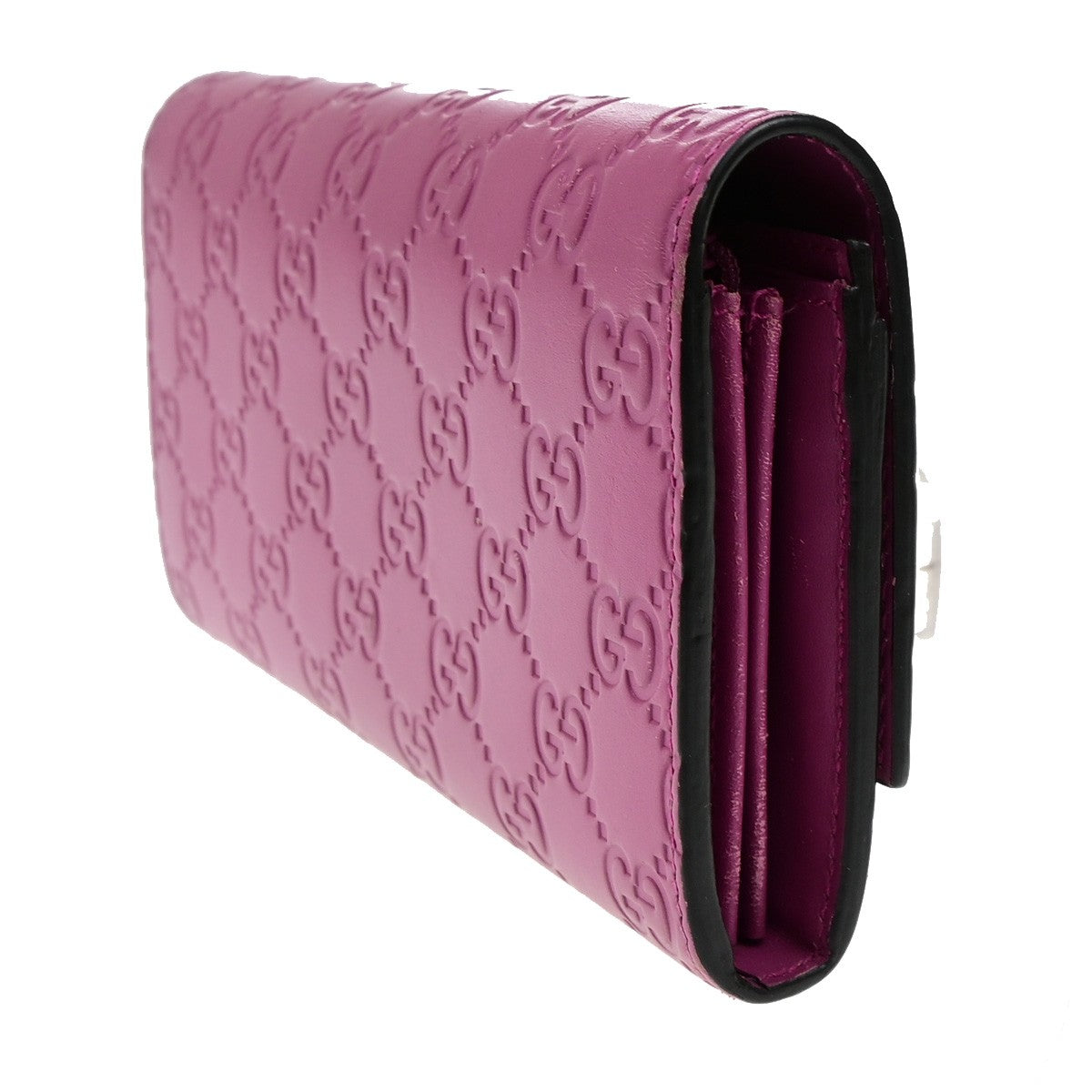 GUCCI Logo Guccissima GG Pattern Long Bifold Wallet Leather Pink GHW 04YH062