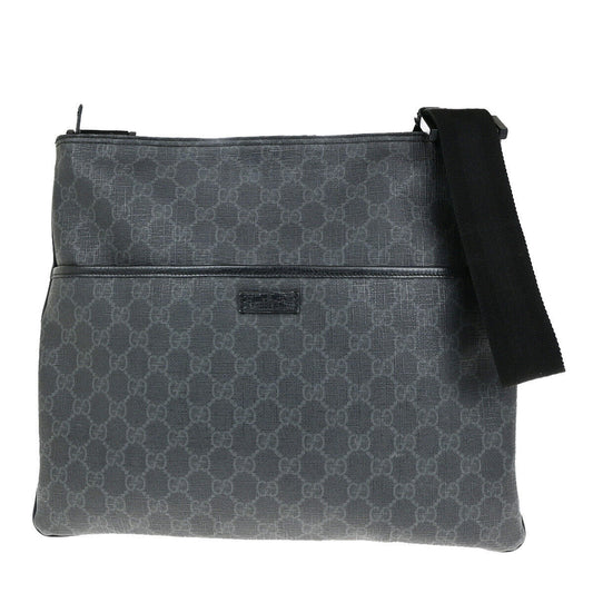 GUCCI Logo GG Pattern Crossbody Shoulder Bag PVC Leather Black Italy 10RK725