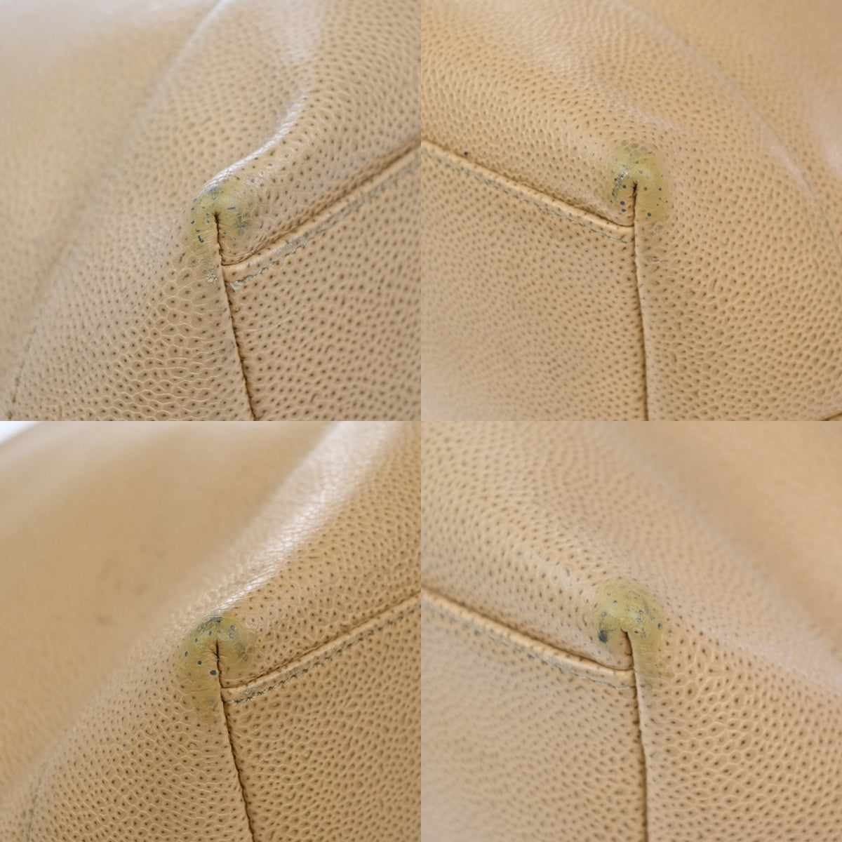 CHANEL CC Logo Chain Shoulder Bag Grained Calfskin Leather Beige Italy 680RP055