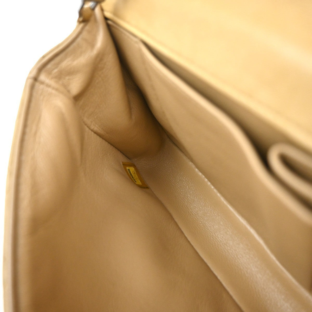 CHANEL CC Logo Matelasse Chain Shoulder Bag Leather Beige GHW 332RP020