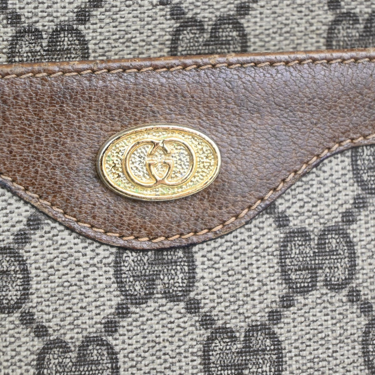 GUCCI Logo GG Sherry Line Shoulder Tote Hand Bag PVC Leather Beige Italy 60MA456