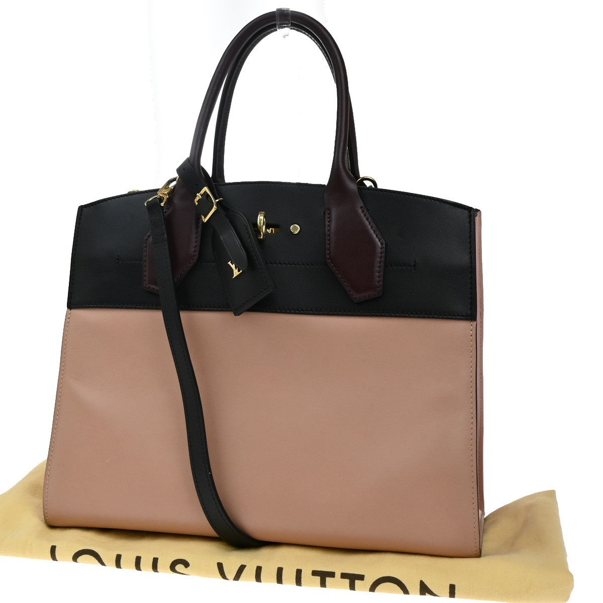LOUIS VUITTON City Steamer MM Hand Bag Taurillon Leather Pink M42495 49RF720