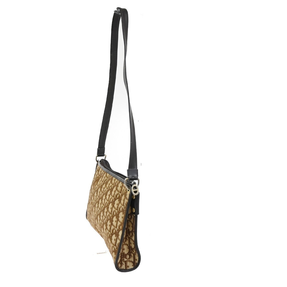 CHRISTIAN DIOR Logo Trotter Pattern Shoulder Bag Canvas Leather Brown 67CA905