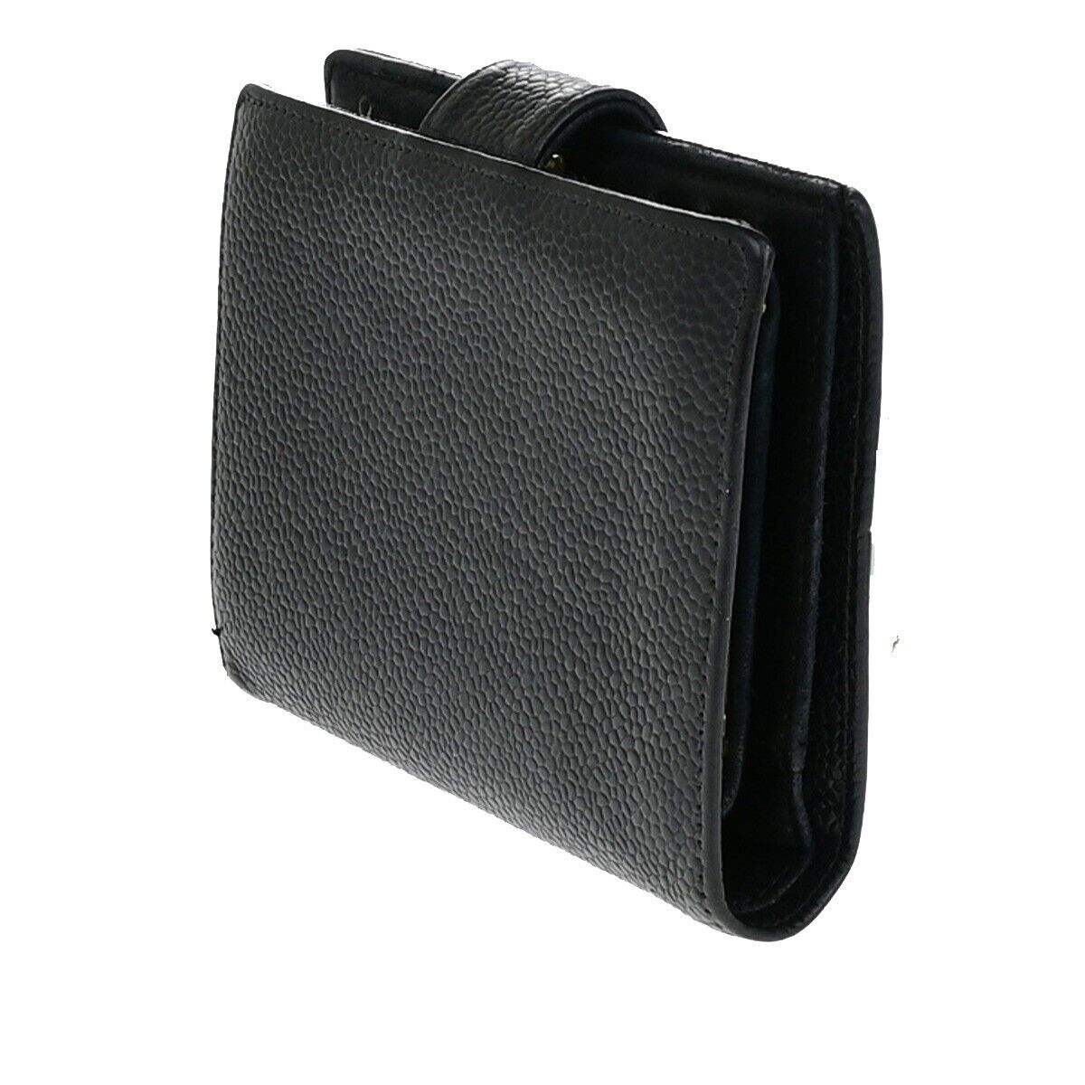 CHANEL CC Logo Compact Wallet Grained Calfskin Leather Black GHW France 87RK702