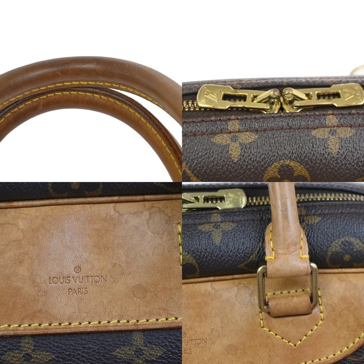 LOUIS VUITTON LV Logo Deauville Hand Bag Monogram Leather Brown M47270 70KD014