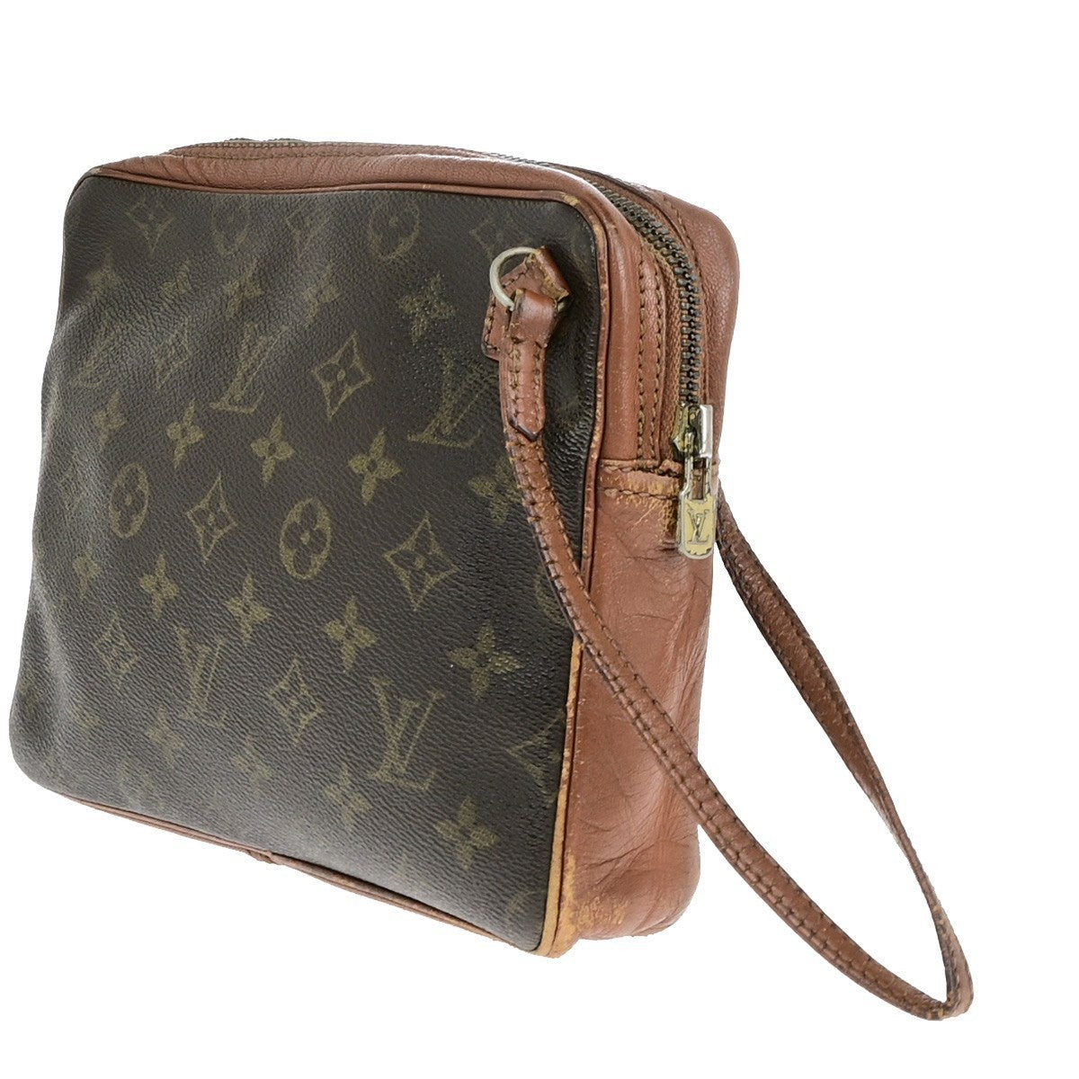 LOUIS VUITTON Sac Sport Clutch Hand Bag Monogram Leather Brown France 07KC335