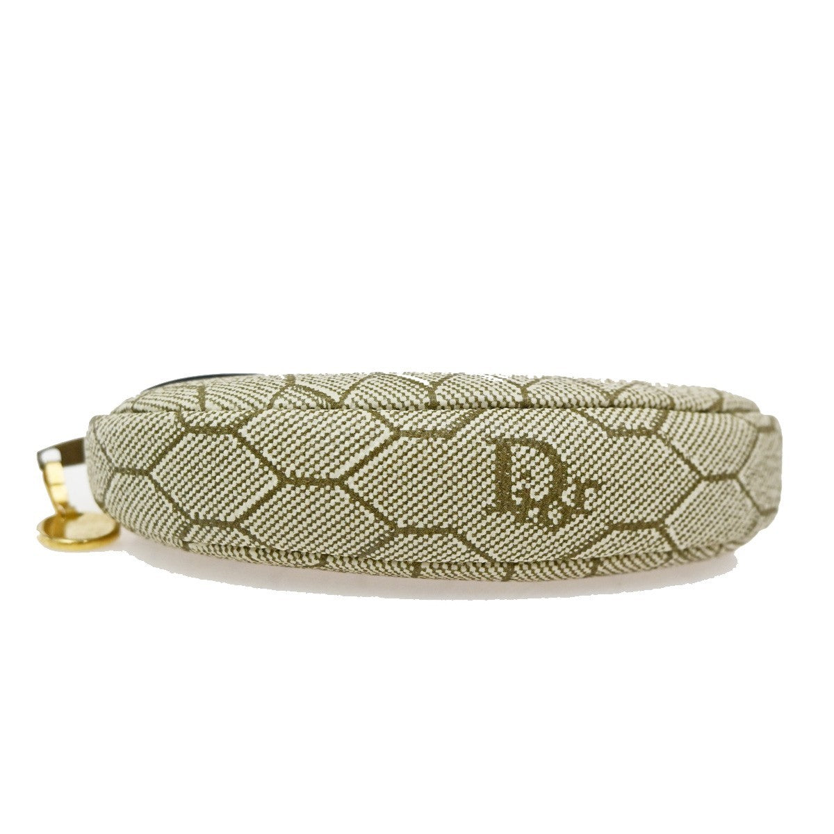 CHRISTIAN DIOR Logo Honeycomb Coin Wallet PVC Leather Beige 03TA565