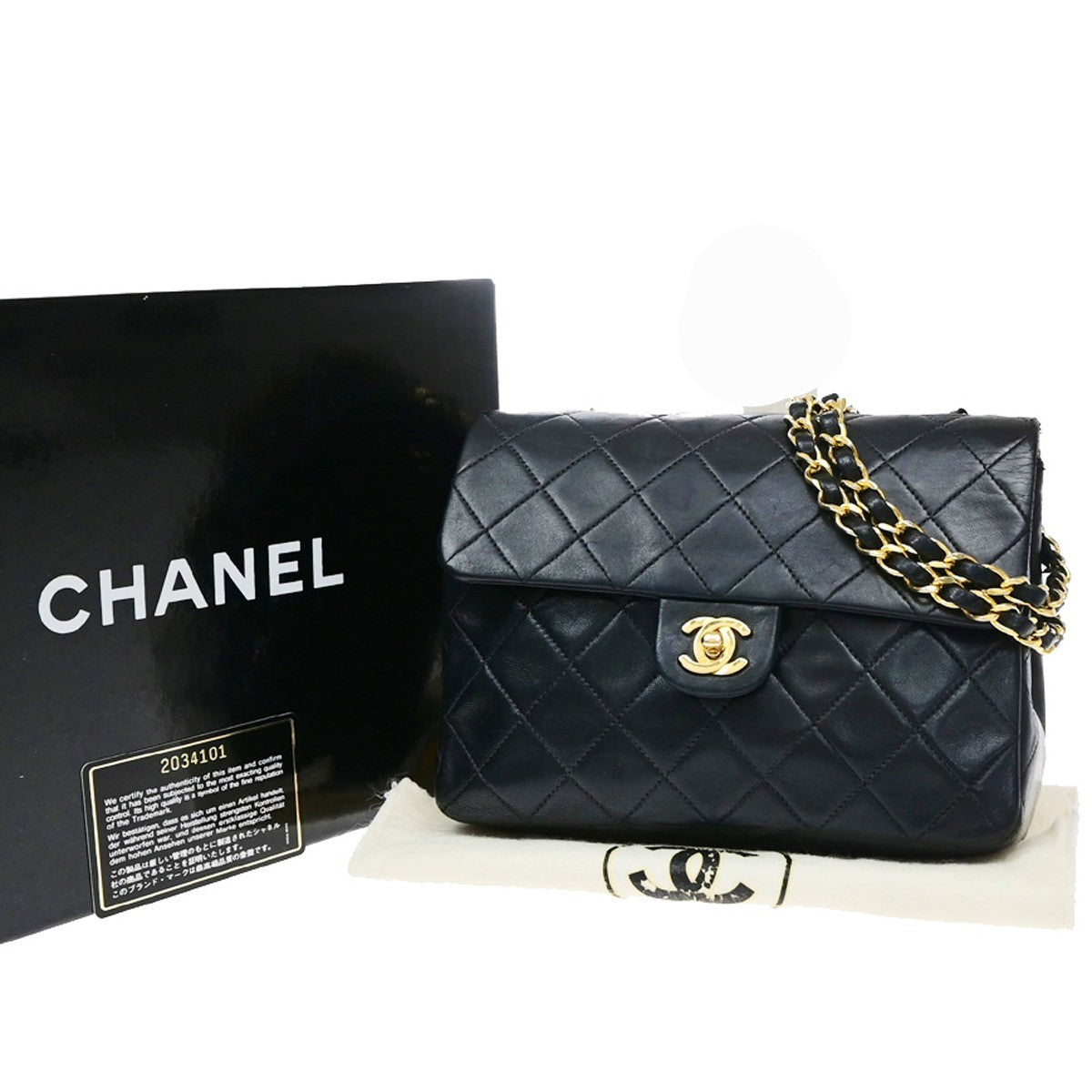 CHANEL CC Mini Matelasse Chain Shoulder Bag Leather Black GHW Vintage 830RP190