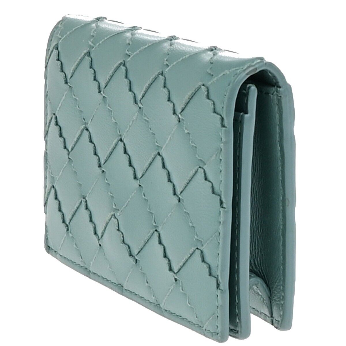 BOTTEGA VENETA Logo Intrecciato Bifold Wallet Purse Leather Blue Italy 67RL011