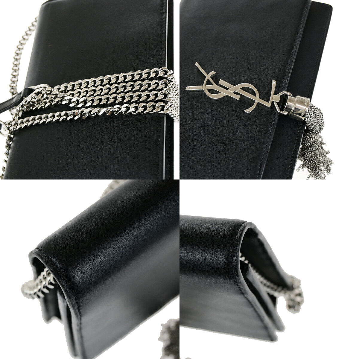 SAINT LAURENT Kate Chain Mini Shoulder Bag Wallet Tassel Leather BK SHW 631YG577