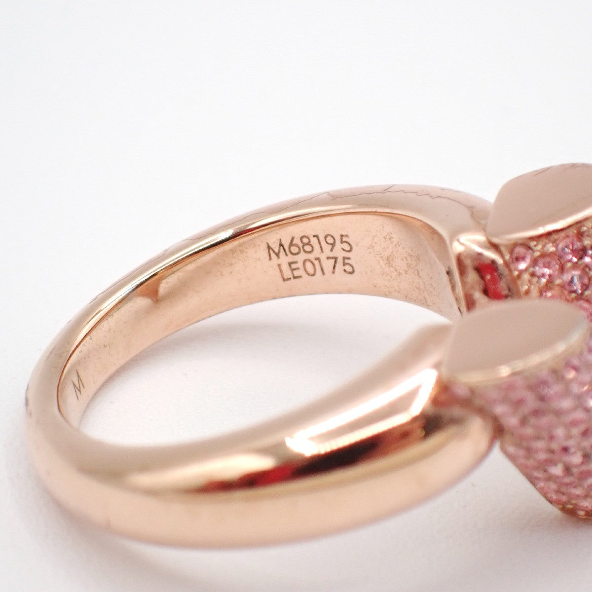 LOUIS VUITTON Essential V Strass Ring Size M Rose Gold Rhinestone M68195 30RL904