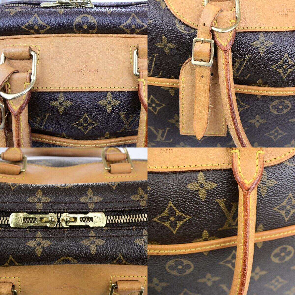 LOUIS VUITTON LV Logo Deauville Hand Bag Monogram Leather Brown M47270 89FB067
