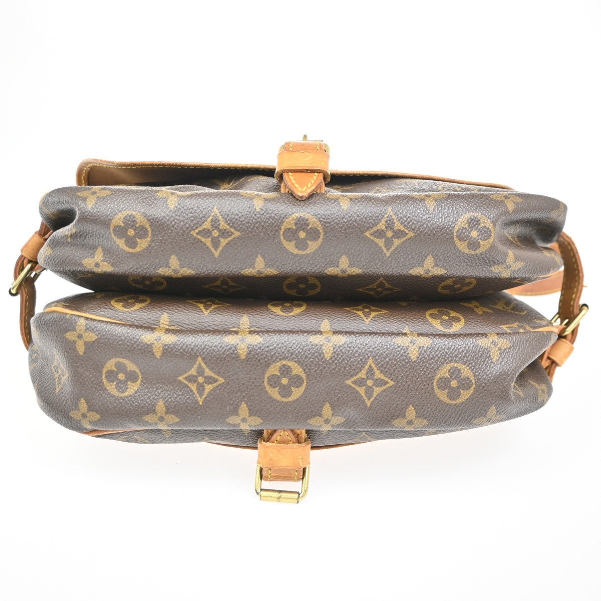 LOUIS VUITTON Logo Saumur 30 Shoulder Bag Monogram Leather Brown M42256 32ZA139