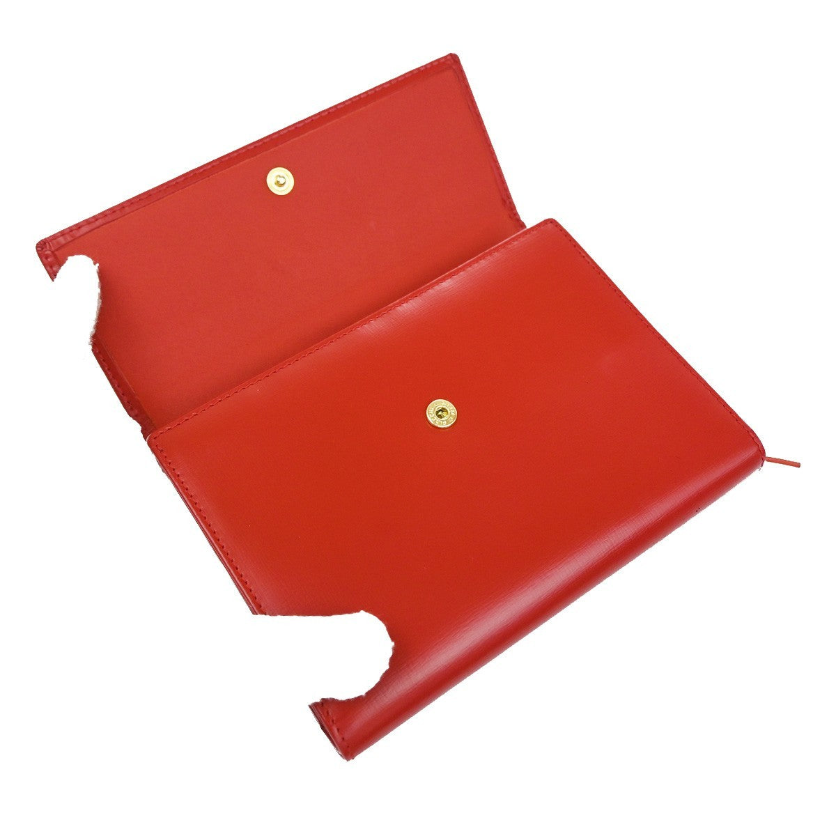LOEWE Logo Trifold Wallet Purse Leather Red Made In Spain 66KP053