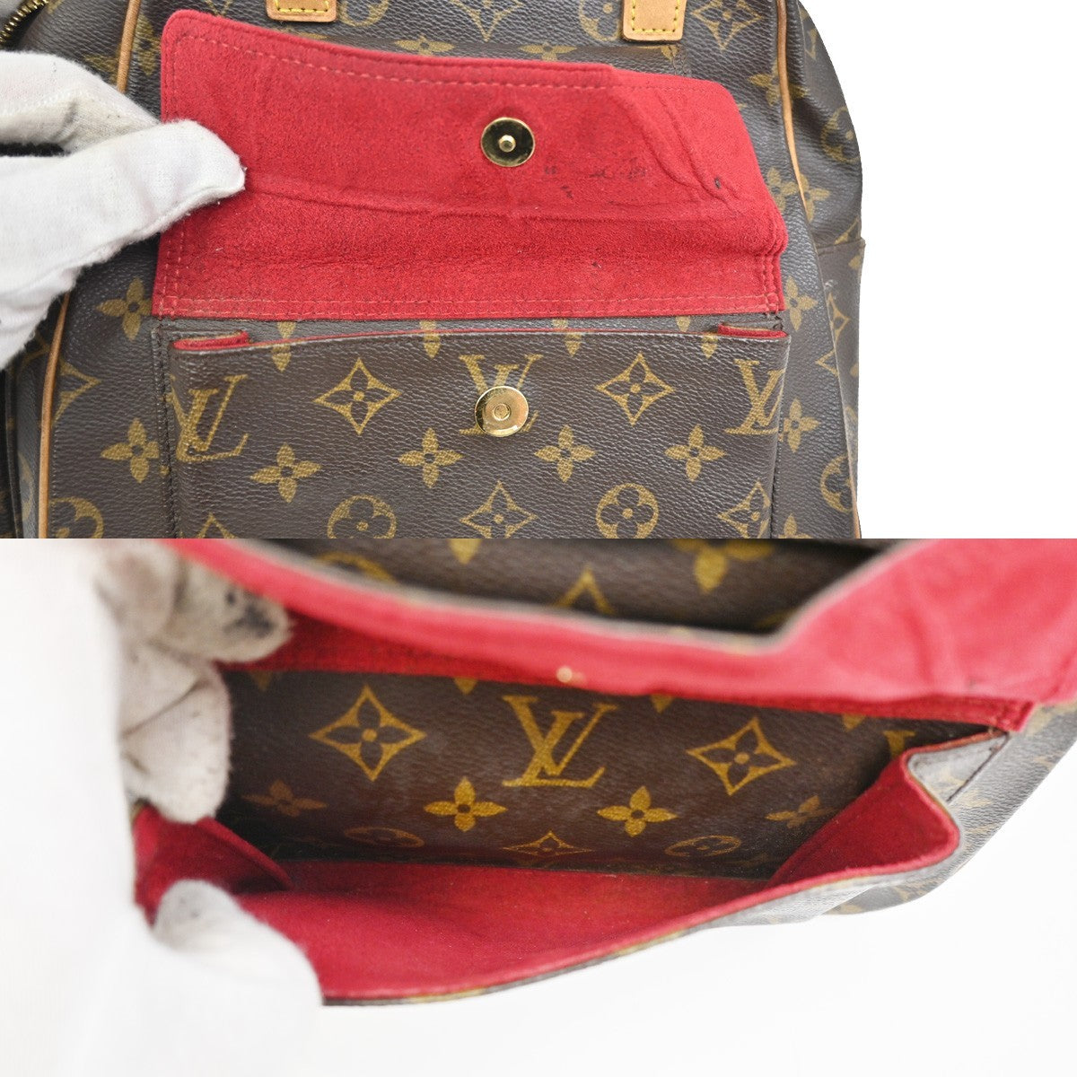 LOUIS VUITTON LV Excentri Cite Hand Bag Monogram Leather Brown M51161 82KB509