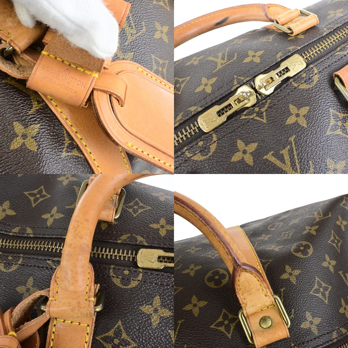 LOUIS VUITTON Keepall 55 Travel Hand Bag Monogram Leather Brown M41424 92YH095