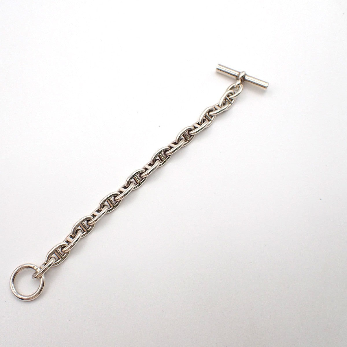 HERMES Logo Chaine D'ancre MM Chain Bracelet 16 Links Silver Ag925 385LC625