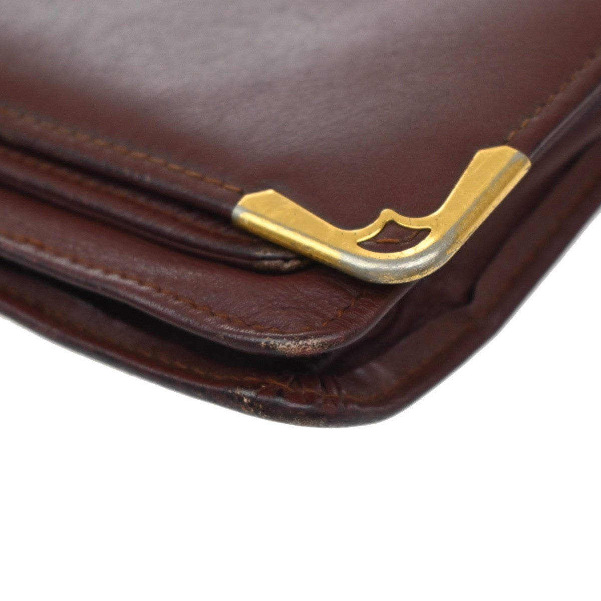 Must De Cartier Logo 2 Set Clutch Hand Bag Leather Red 07EG034