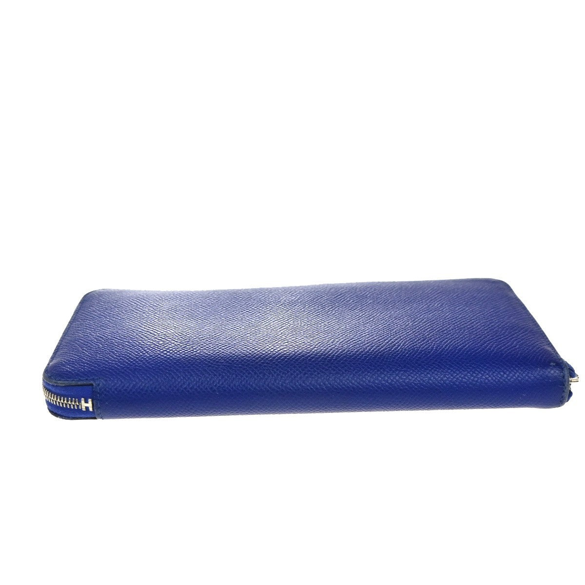 HERMES Azap Classique Long Zipper Wallet Silk In Epsom Leather Blue SHW 36RP162