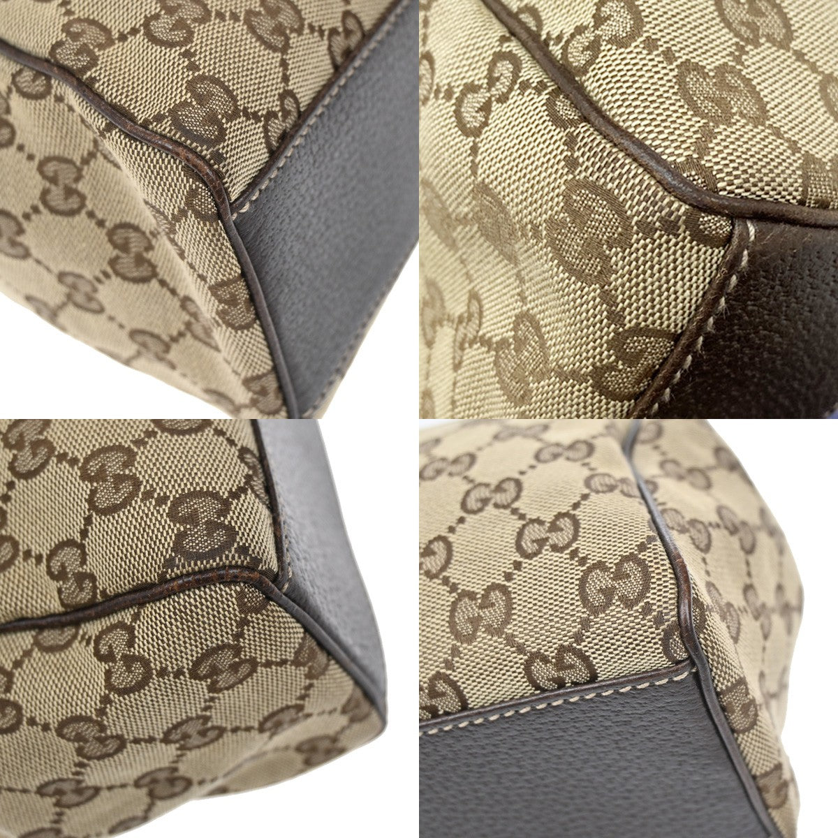 GUCCI Logo GG Pattern Shoulder Bag Canvas Leather Brown GHW Italy 76YH745