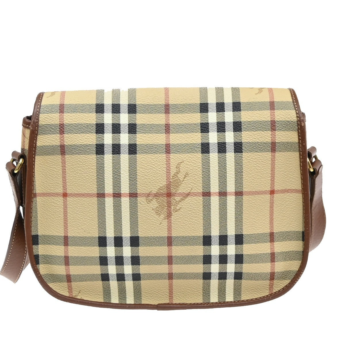 BURBERRY Nova Check Pattern Shoulder Bag PVC Leather Beige Italy GHW 35RL999