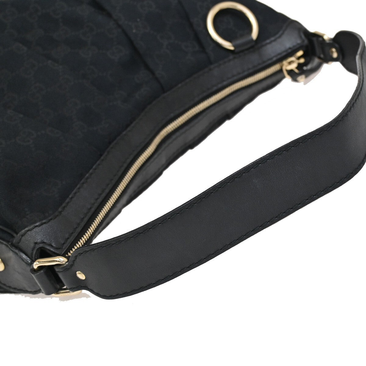 GUCCI Logo Sukey GG Pattern Shoulder Bag Canvas Leather Black Italy 30EE281