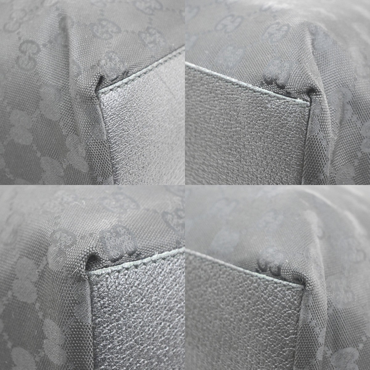 GUCCI Logo GG Pattern Sherry Travel Shoulder Bag Nylon Leather Black 64KC779