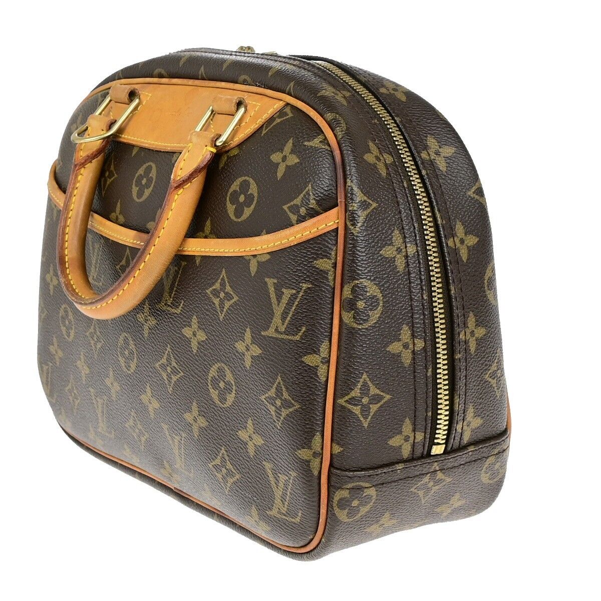 LOUIS VUITTON LV Logo Trouville Hand Bag Monogram Leather Brown M42228 83ED019