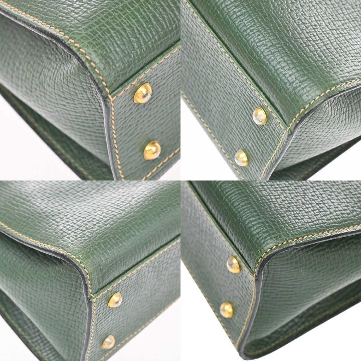 LOEWE Logo Turn Lock Shoulder Hand Bag Leather Green GHW Italy 86YJ123