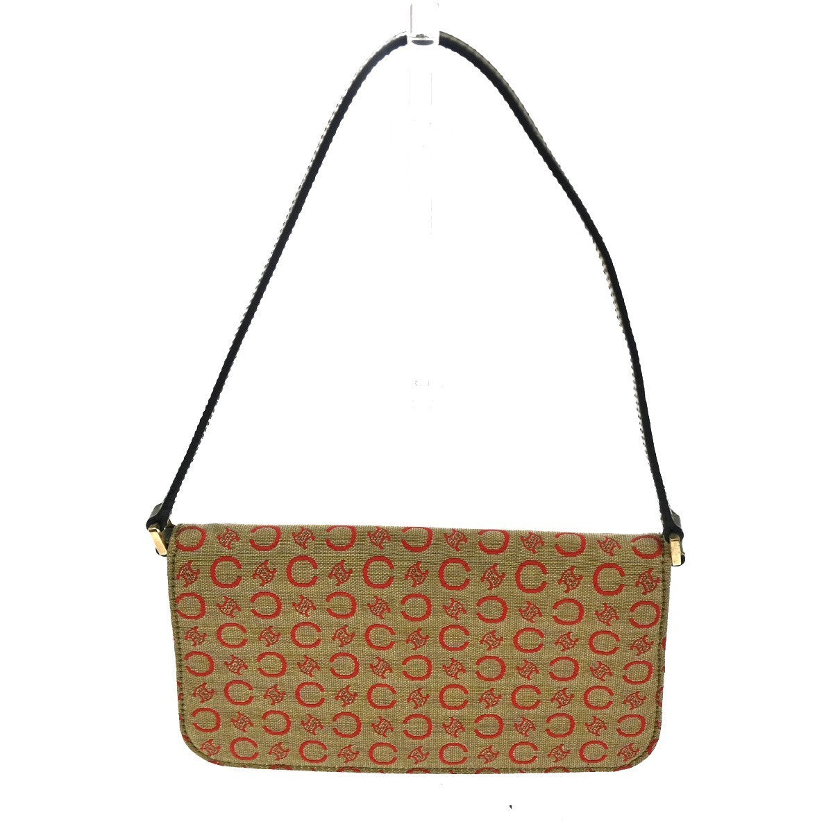 CELINE C Macadam Mini Shoulder Hand Bag Canvas Leather Green GHW 38TA468
