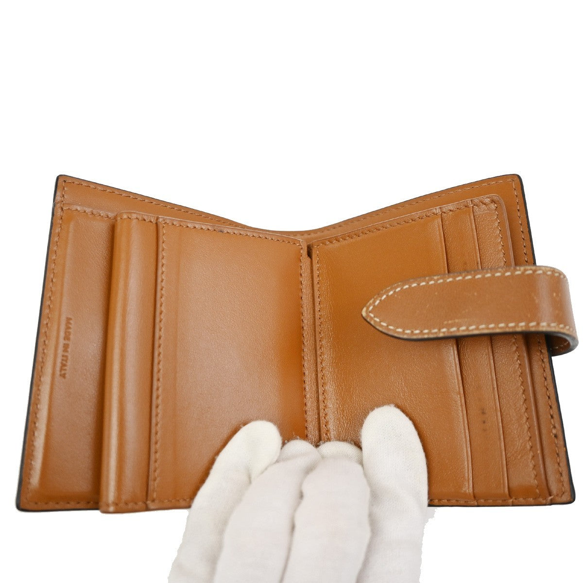 CELINE Strap Bifold Wallet Purse Triomphe Canvas Leather Brown BK Italy 65KC629